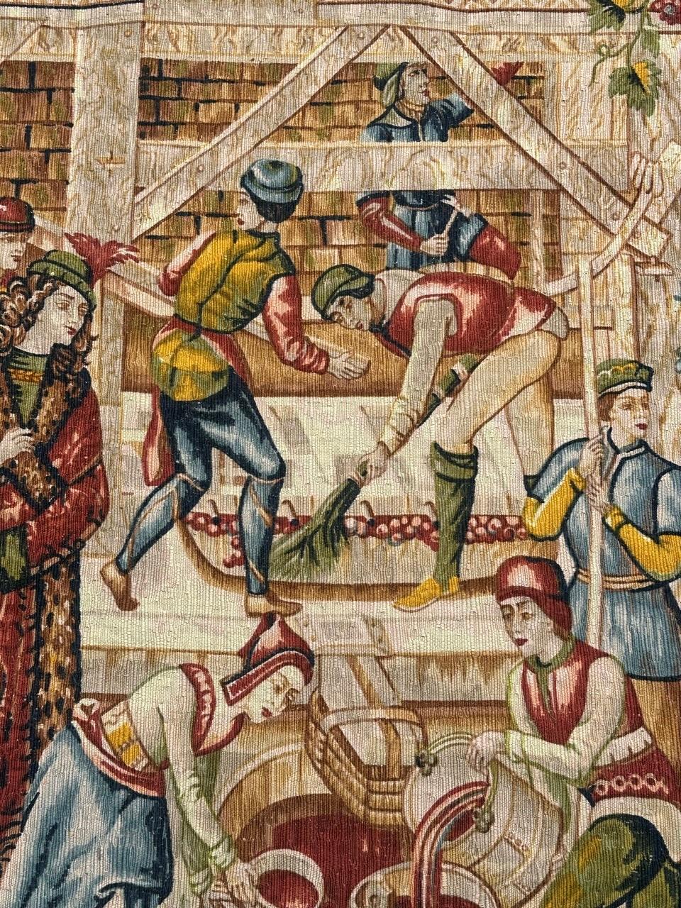 Wunderschöne Vintage Französisch Bildschirm von Hand gedruckt Tapisserie 