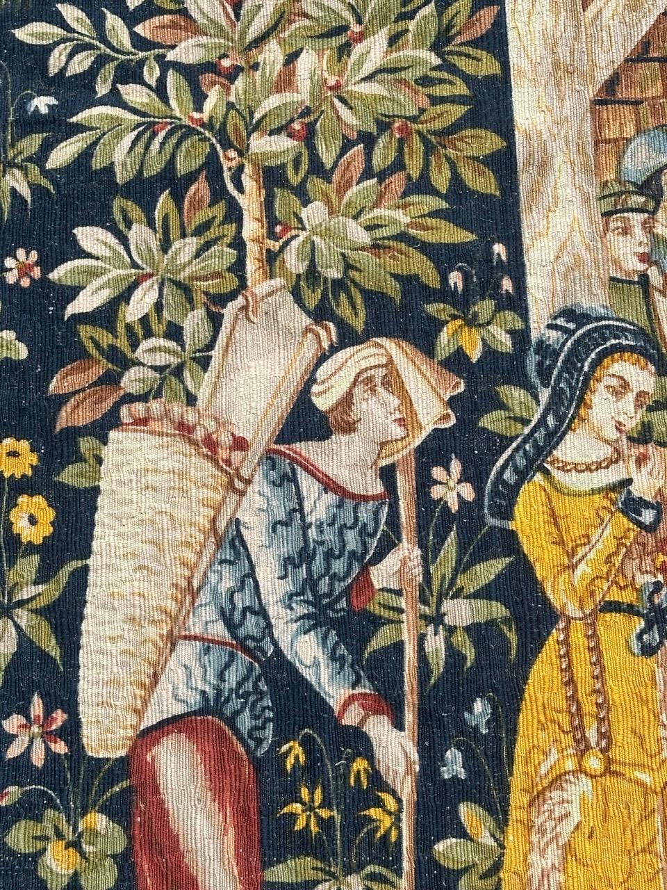 Wunderschöne Vintage Französisch Bildschirm von Hand gedruckt Tapisserie 