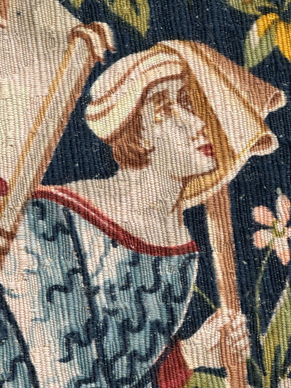 Wunderschöne Vintage Französisch Bildschirm von Hand gedruckt Tapisserie 