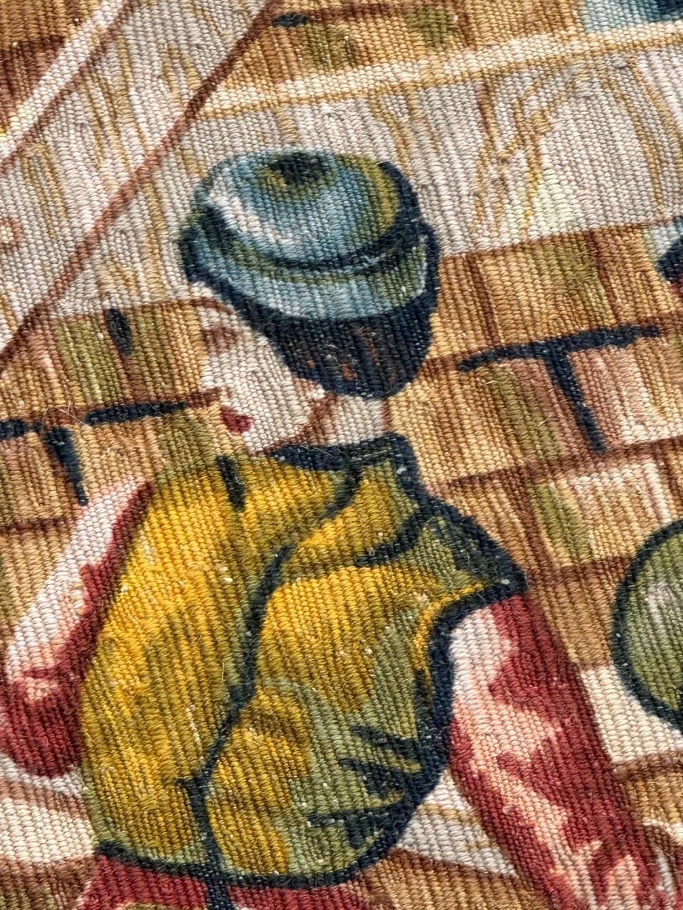 Wunderschöne Vintage Französisch Bildschirm von Hand gedruckt Tapisserie 