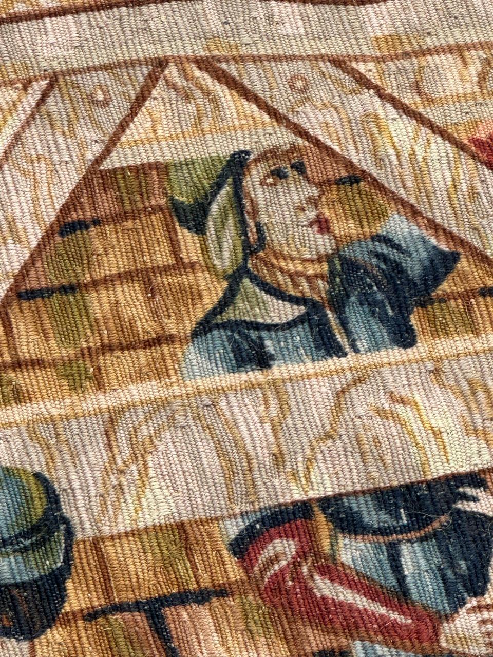 Wunderschöne Vintage Französisch Bildschirm von Hand gedruckt Tapisserie 