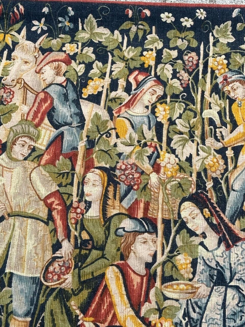 Wunderschöne Vintage Französisch Bildschirm von Hand gedruckt Tapisserie 