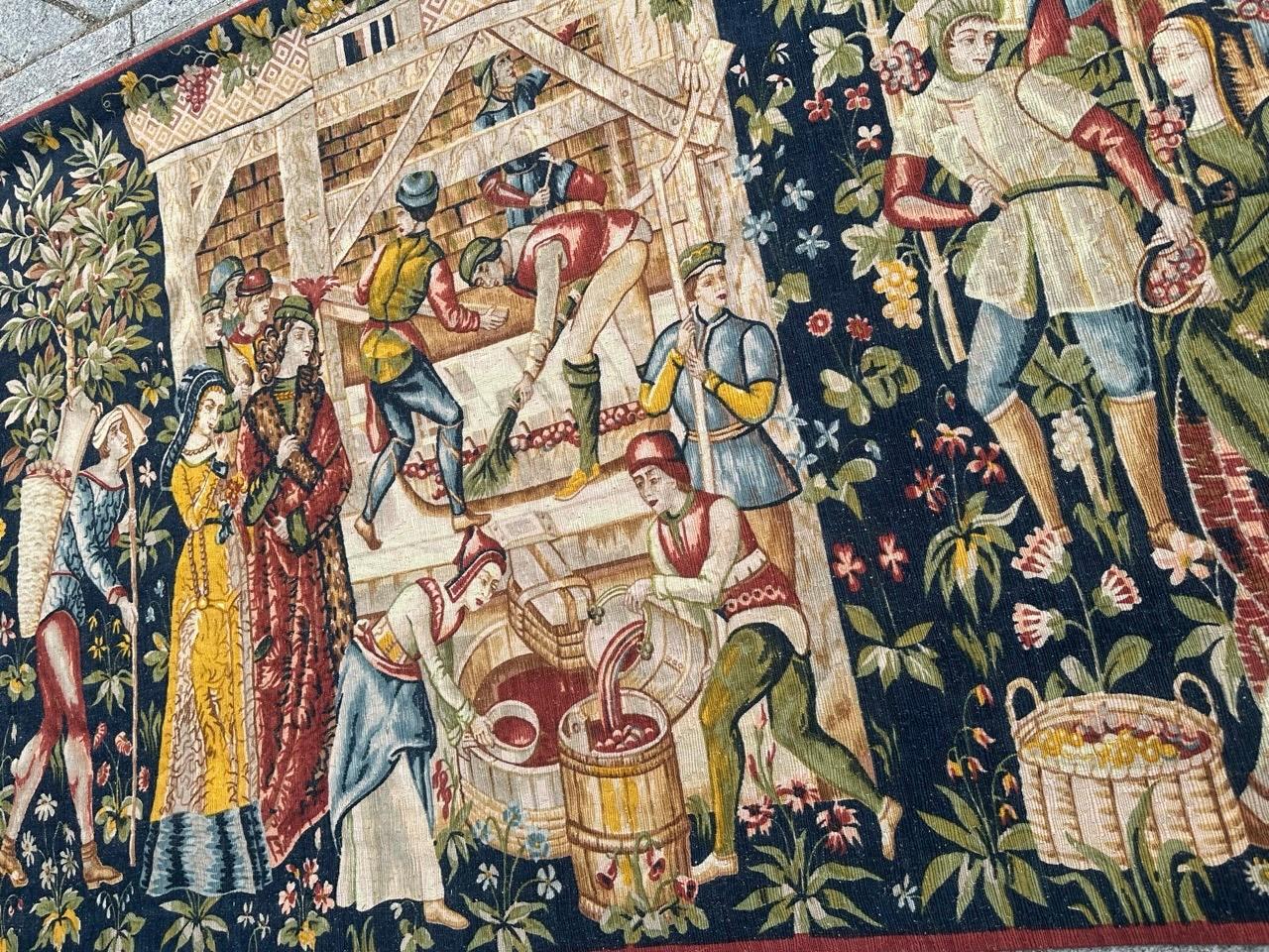Wunderschöne Vintage Französisch Bildschirm von Hand gedruckt Tapisserie 