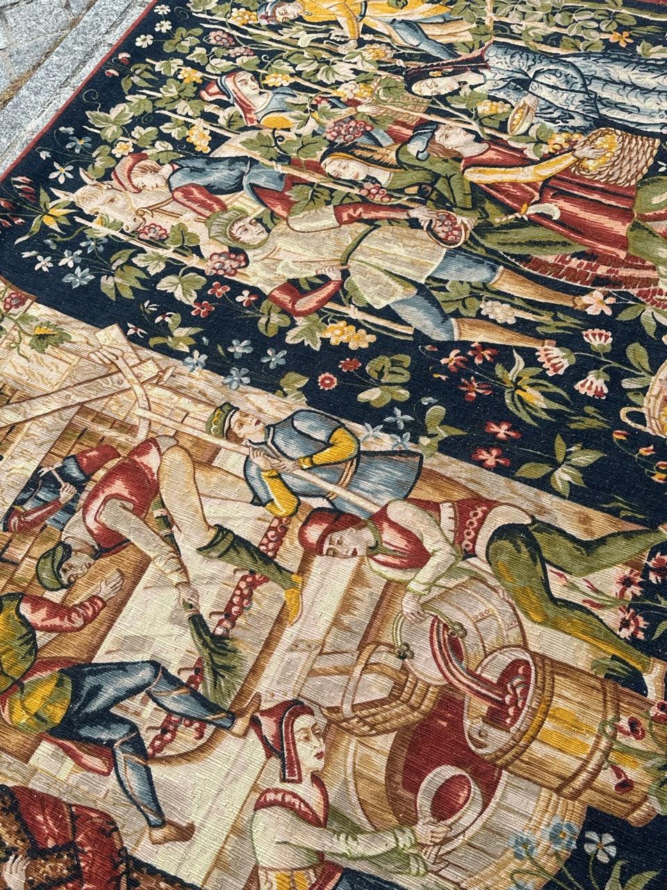 Wunderschöne Vintage Französisch Bildschirm von Hand gedruckt Tapisserie 