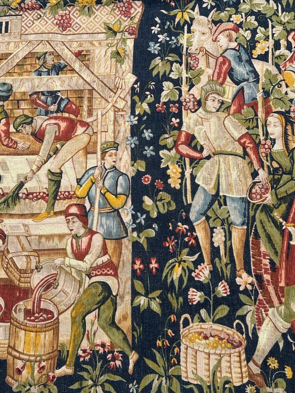 Wunderschöne Vintage Französisch Bildschirm von Hand gedruckt Tapisserie 