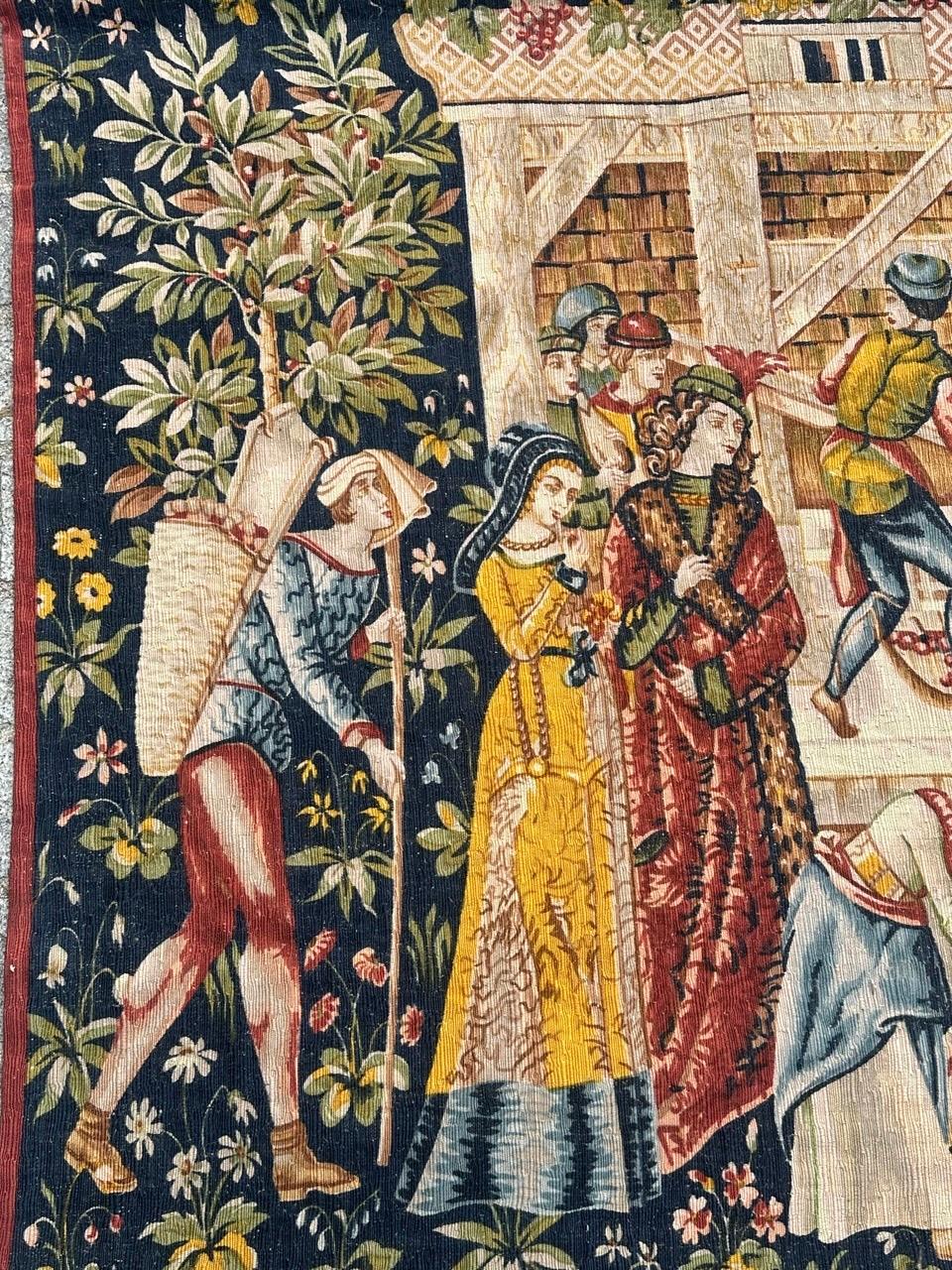 Wunderschöne Vintage Französisch Bildschirm von Hand gedruckt Tapisserie 