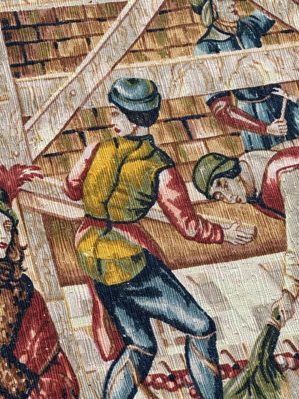Wunderschöne Vintage Französisch Bildschirm von Hand gedruckt Tapisserie 