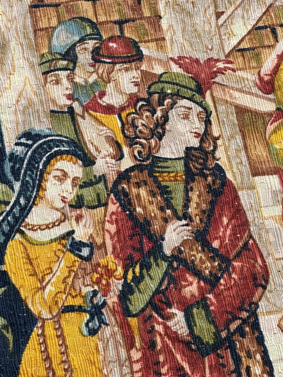Wunderschöne Vintage Französisch Bildschirm von Hand gedruckt Tapisserie 