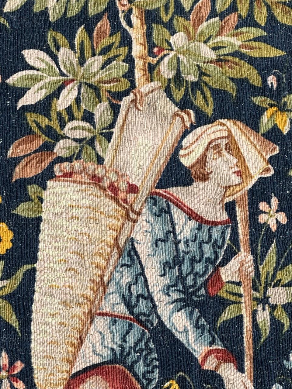 Wunderschöne Vintage Französisch Bildschirm von Hand gedruckt Tapisserie 