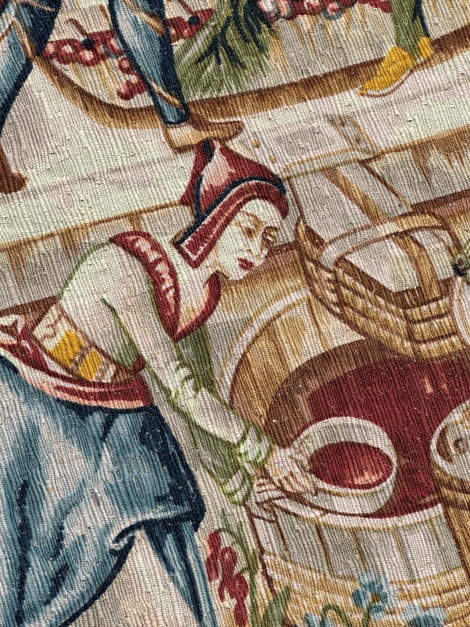 Wunderschöne Vintage Französisch Bildschirm von Hand gedruckt Tapisserie 