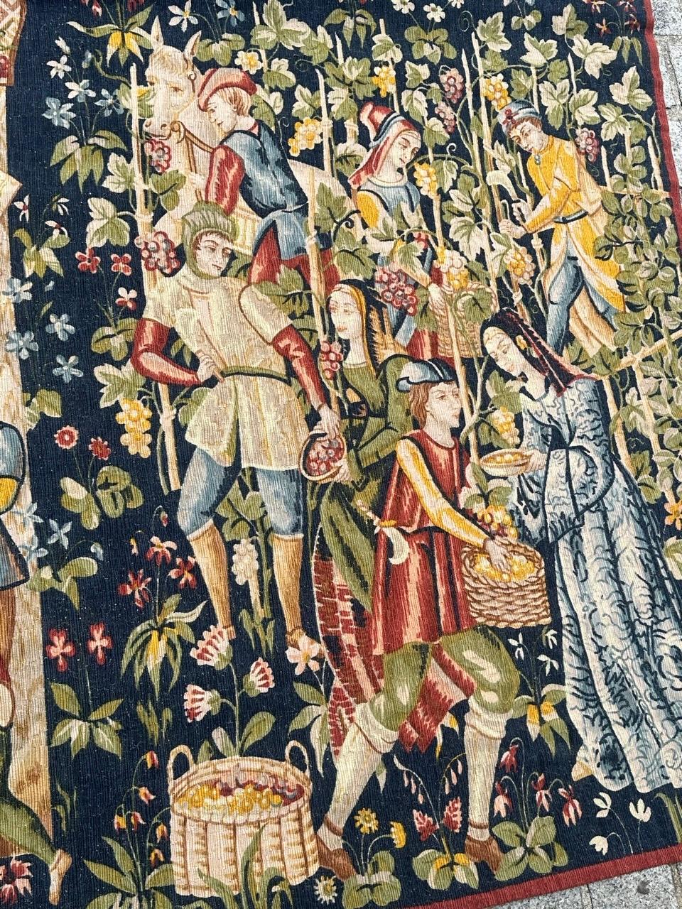 Wunderschöne Vintage Französisch Bildschirm von Hand gedruckt Tapisserie 