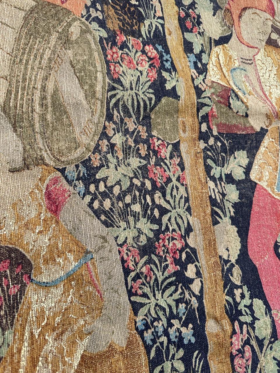 Wonderful Vintage French screen printed by hand Tapestry Vendanges museum Design For Sale 4