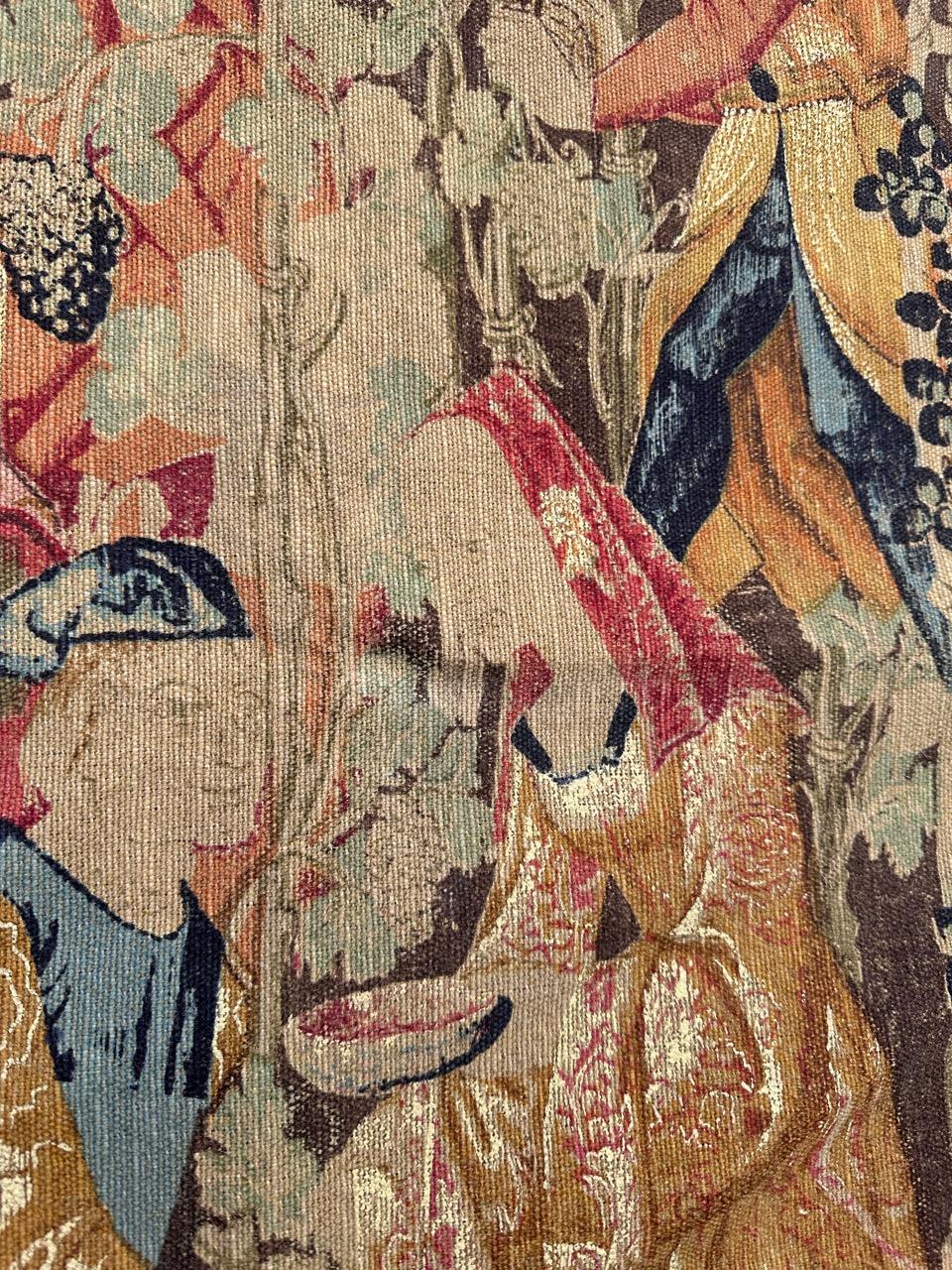 Wonderful Vintage French screen printed by hand Tapestry Vendanges museum Design For Sale 6