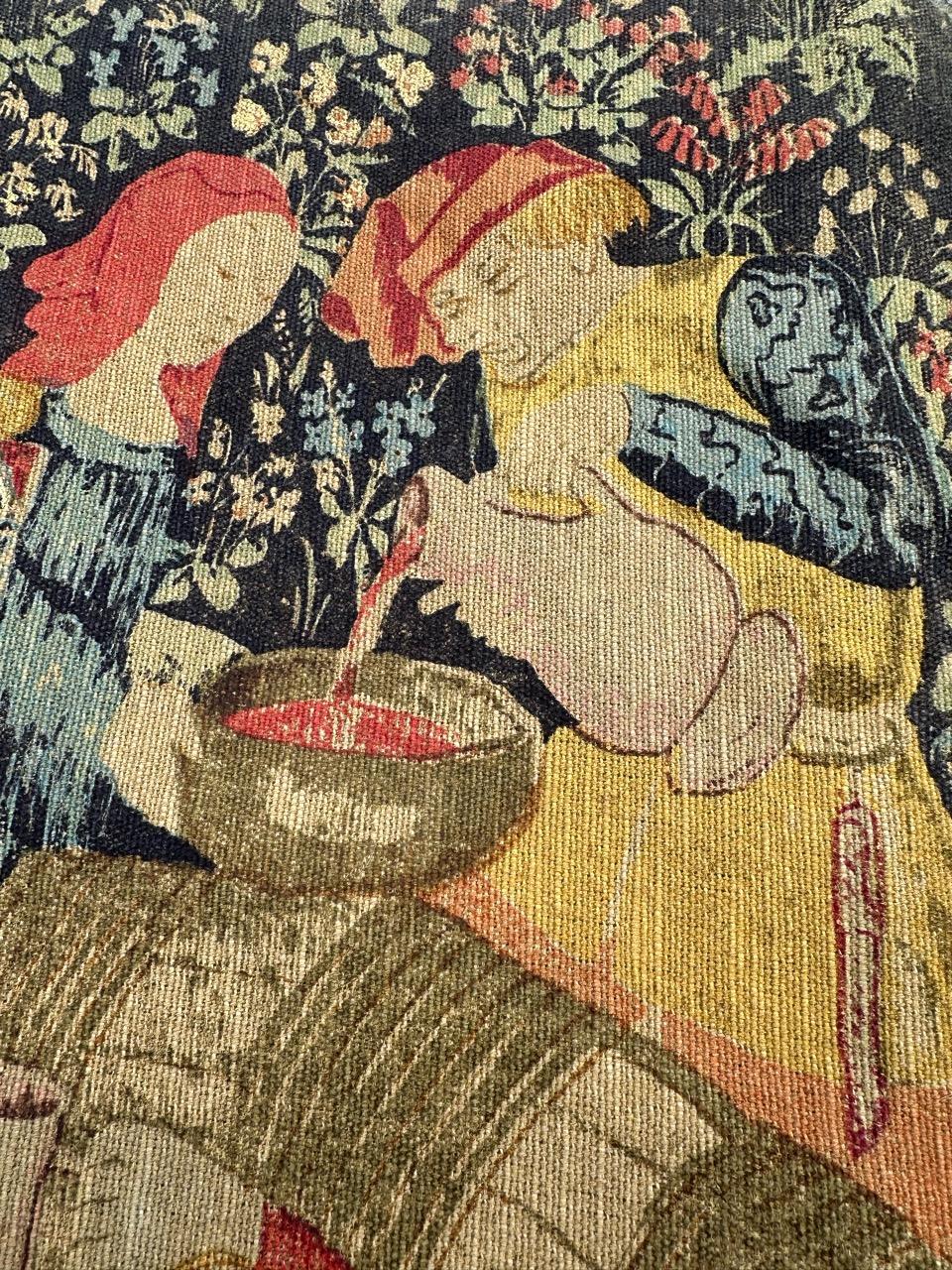Wonderful Vintage French screen printed by hand Tapestry Vendanges museum Design For Sale 8