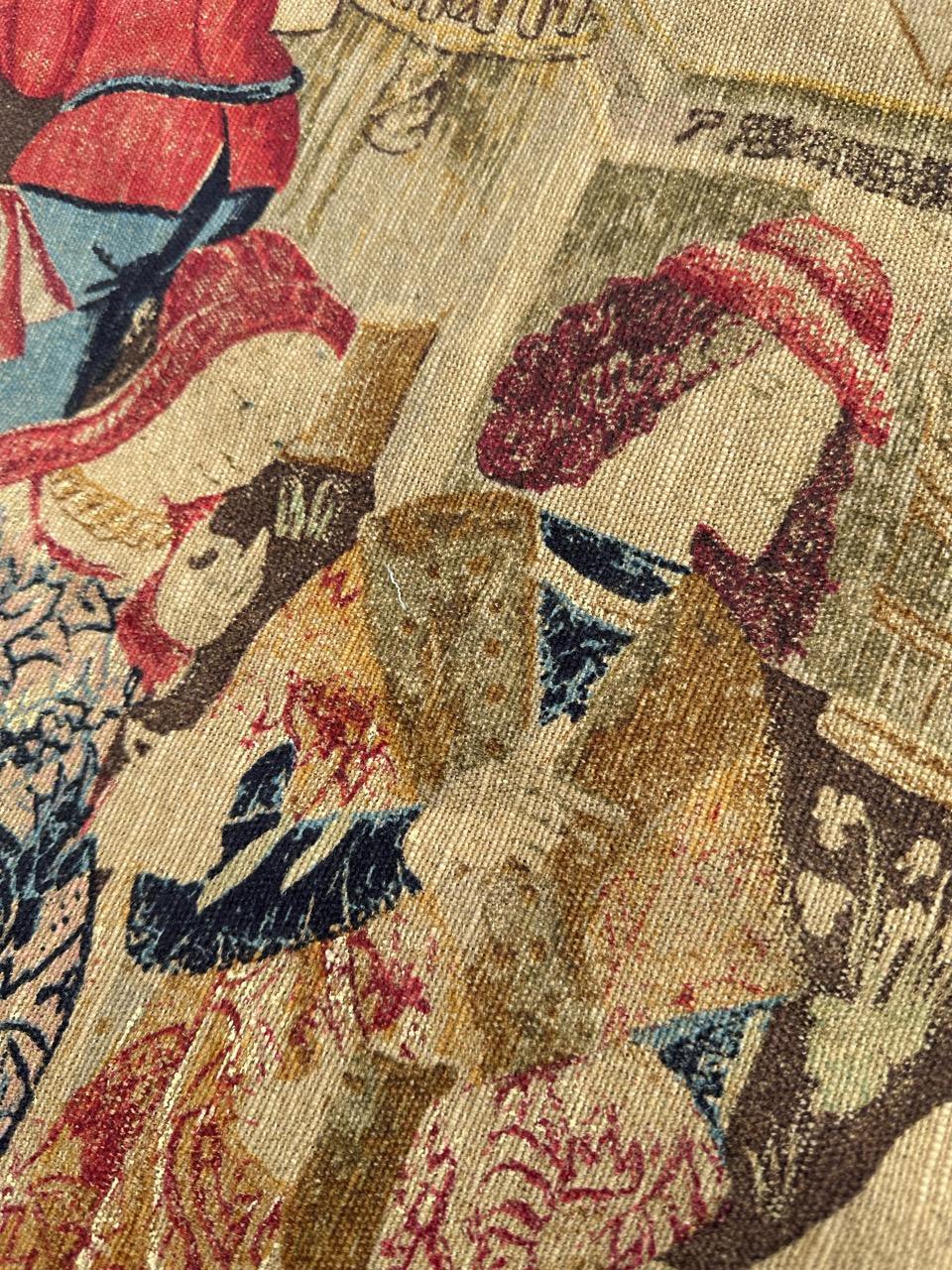Wonderful Vintage French screen printed by hand Tapestry Vendanges museum Design For Sale 9