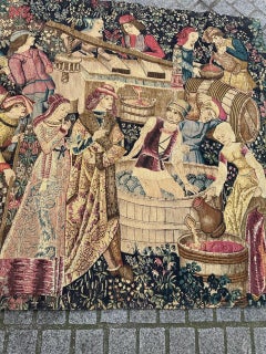 Merveilleuse sérigraphie française imprimée à la main, tapisserie des Vendanges, design musée