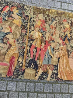 Merveilleuse sérigraphie française imprimée à la main, tapisserie des Vendanges, design musée