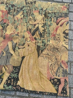 Wonderful Vintage French screen printed by hand Tapestry Vendanges museum Design