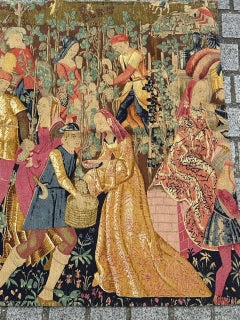 Wunderschöner französischer Vintage-Siebdruck, gedruckt von Hand, Wandteppich Vendanges Museumsdesign