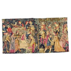 Wonderful Vintage French screen printed by hand Tapestry Vendanges museum Design