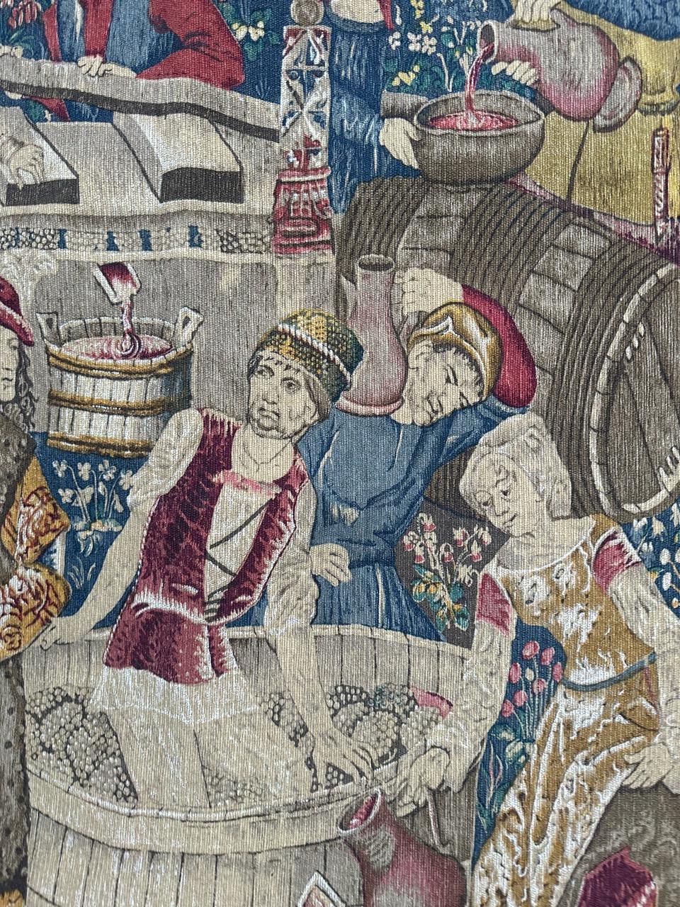 Merveilleuse tapisserie sérigraphiée française d'époque médiévale 