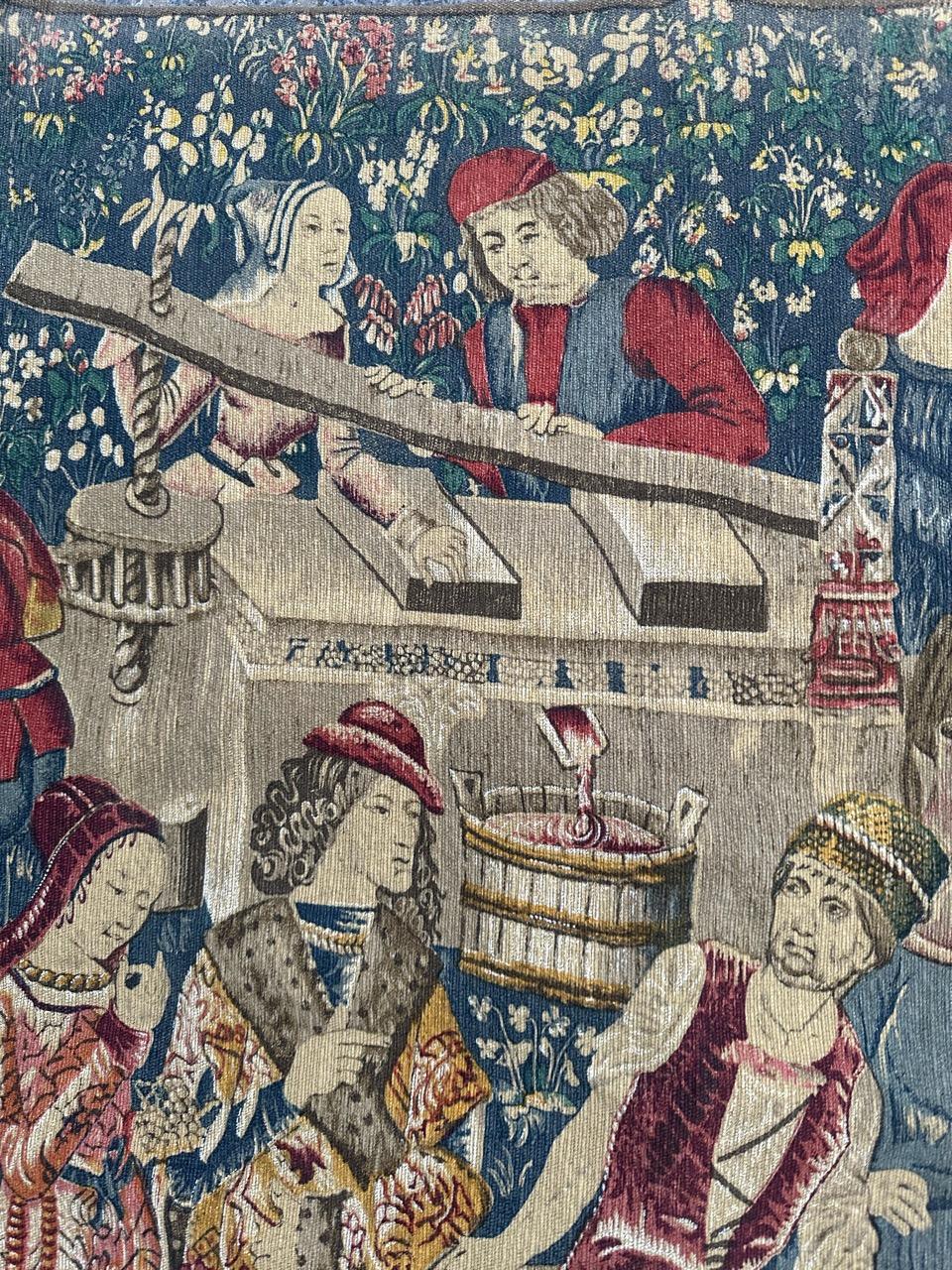 20ième siècle Merveilleuse tapisserie sérigraphiée française d'époque médiévale 