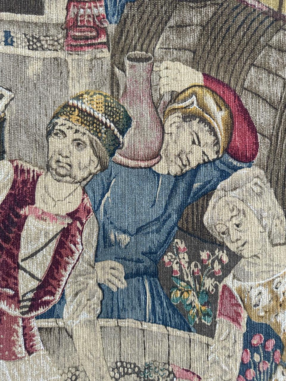 Laine Merveilleuse tapisserie sérigraphiée française d'époque médiévale 