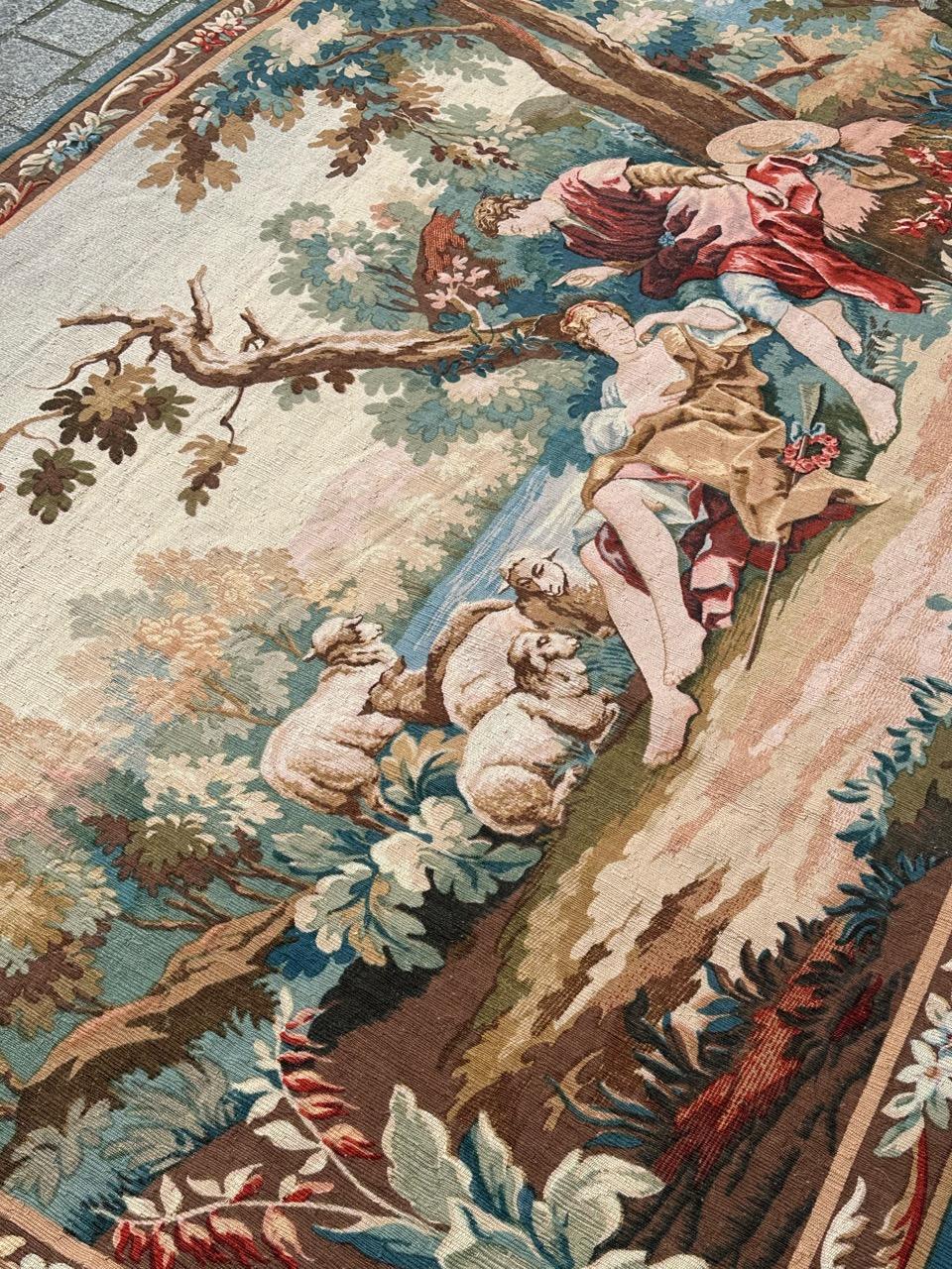 Wunderschöner französischer Siebdruck-Wandteppich im Vintage-Stil von Hand.  