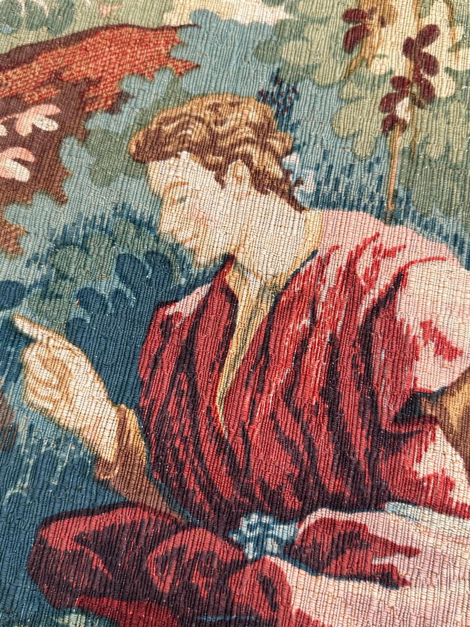 Wunderschöner französischer Siebdruck-Wandteppich im Vintage-Stil von Hand.  