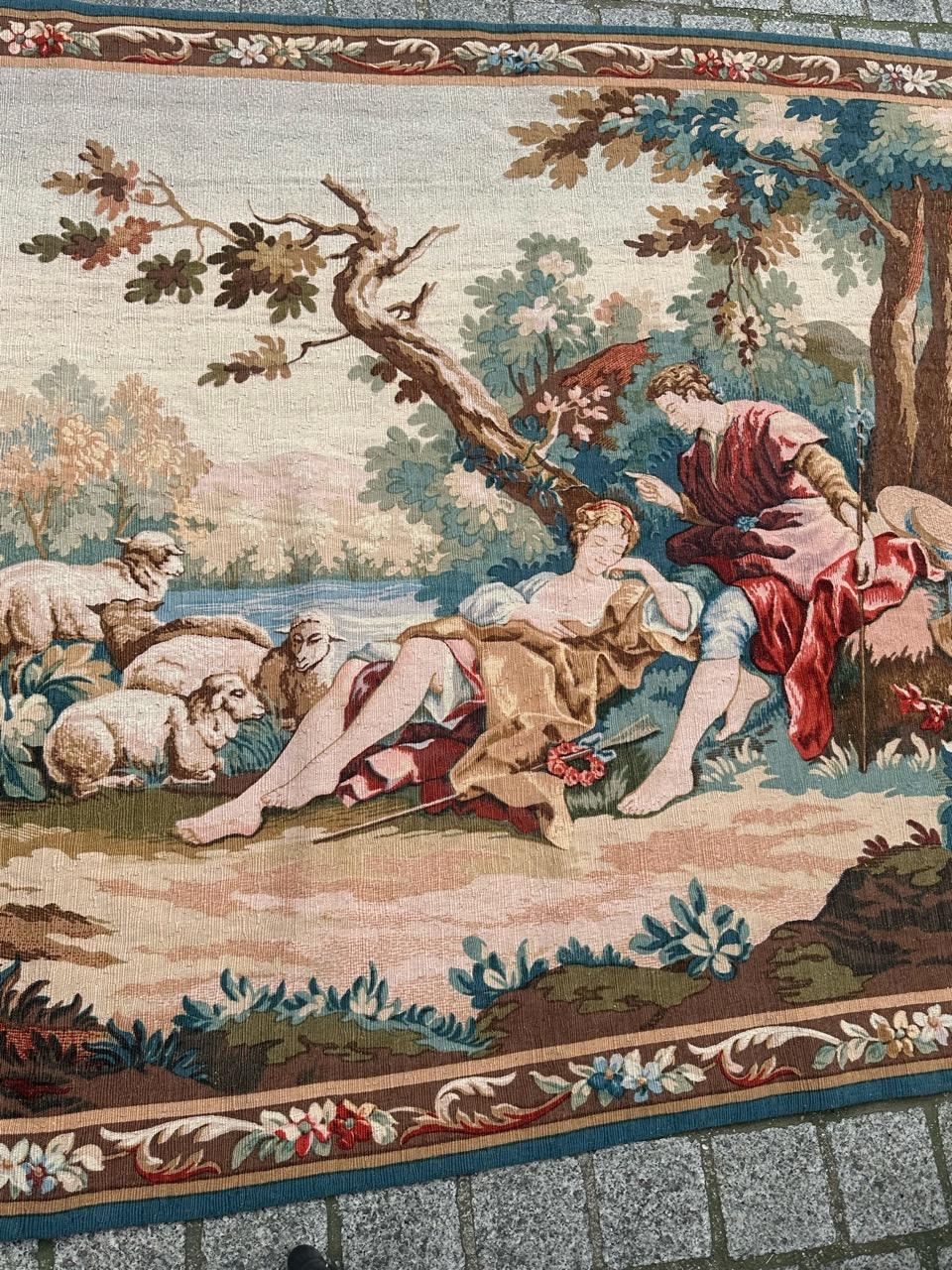 Wunderschöner französischer Siebdruck-Wandteppich im Vintage-Stil von Hand.  