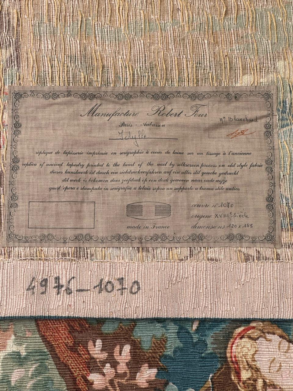 Wunderschöner französischer Siebdruck-Wandteppich im Vintage-Stil von Hand.  