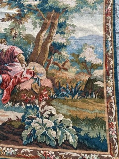 Wonderful Vintage French screen printed Tapestry by hand.  « Idyll »