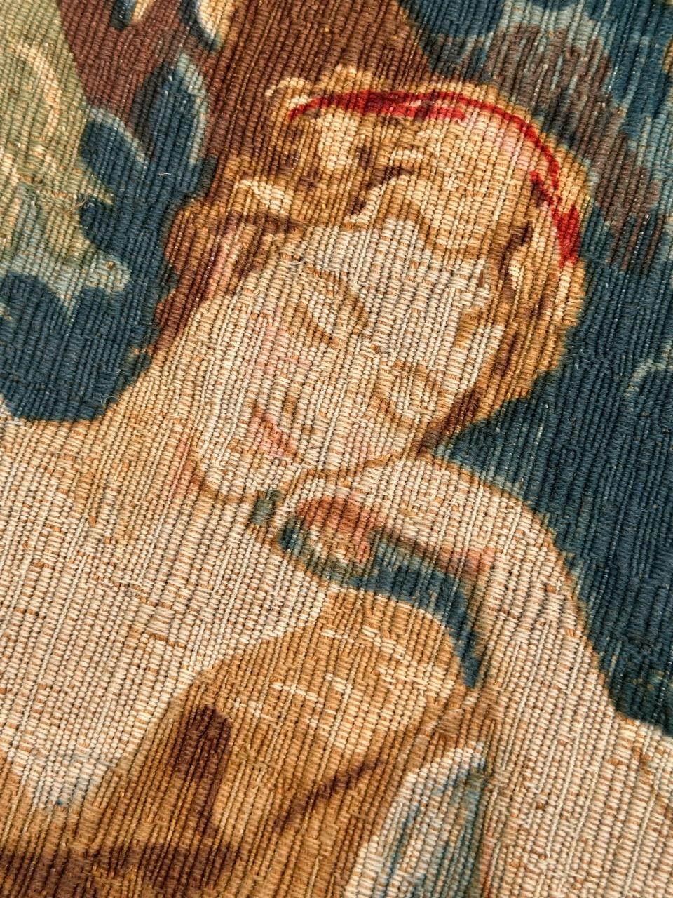 Wunderschöner französischer Siebdruck-Wandteppich im Vintage-Stil von Hand.  