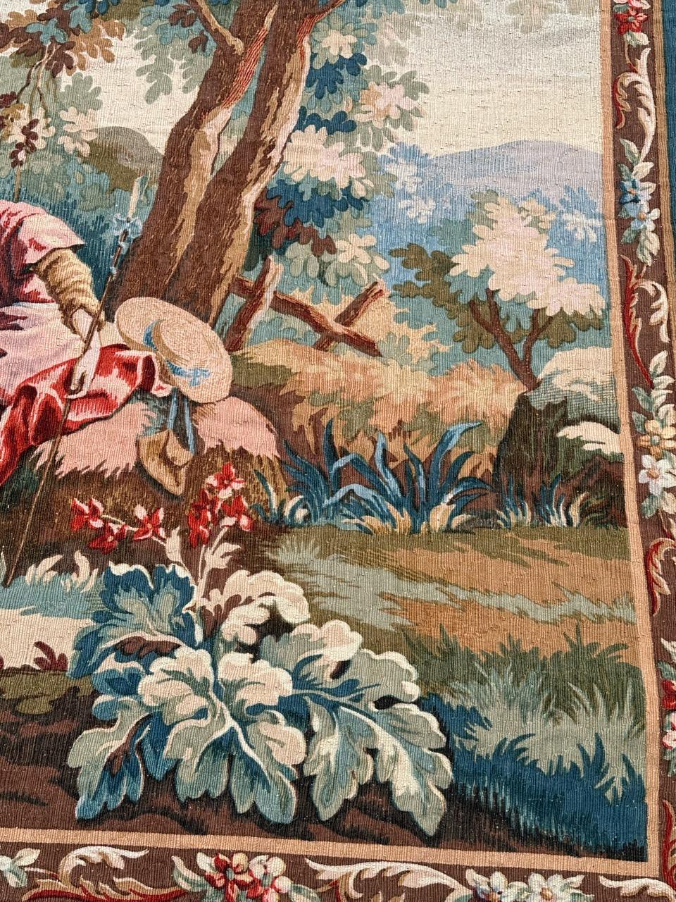 Wunderschöner französischer Siebdruck-Wandteppich im Vintage-Stil von Hand.  