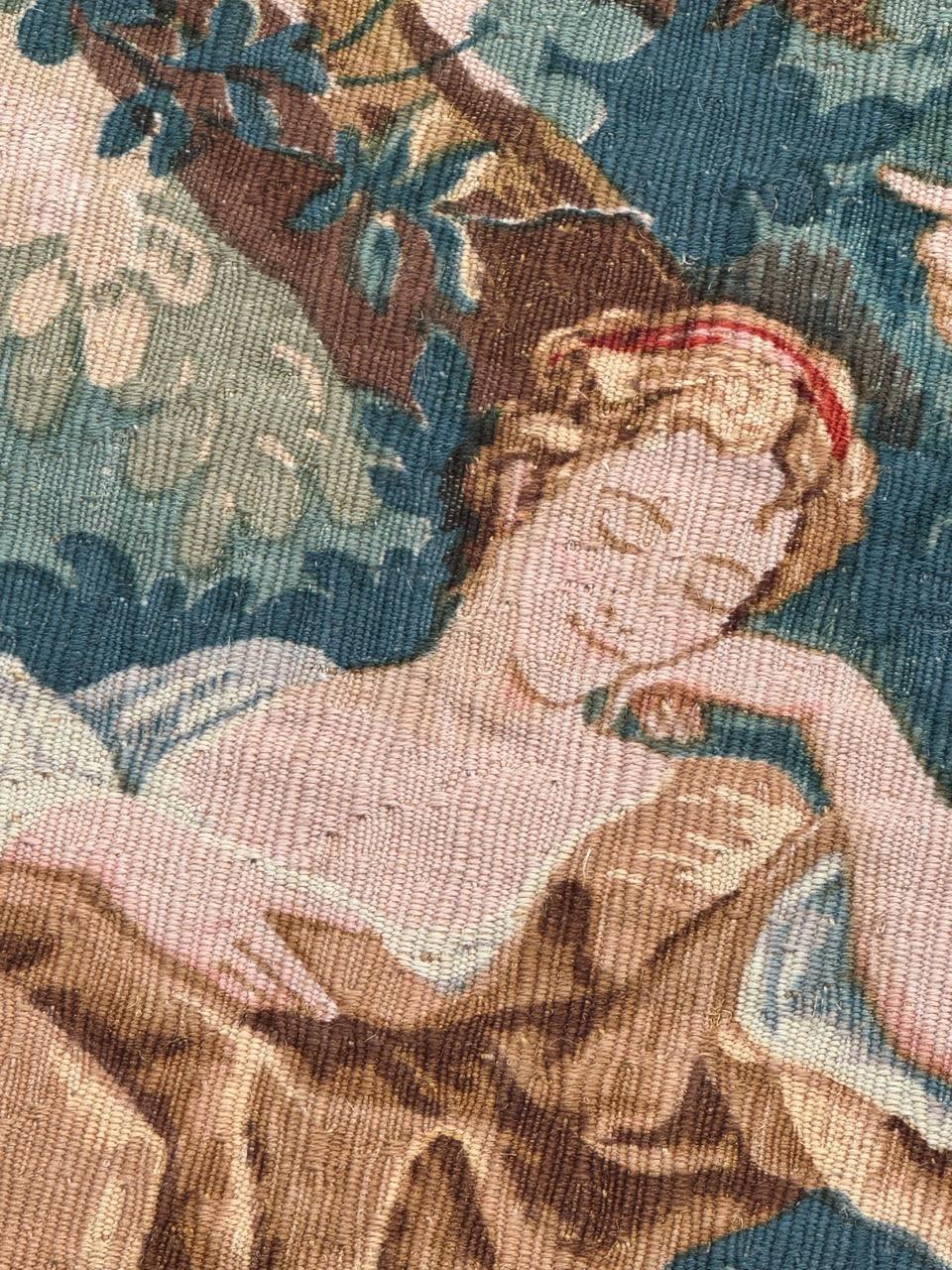 Wunderschöner französischer Siebdruck-Wandteppich im Vintage-Stil von Hand.  