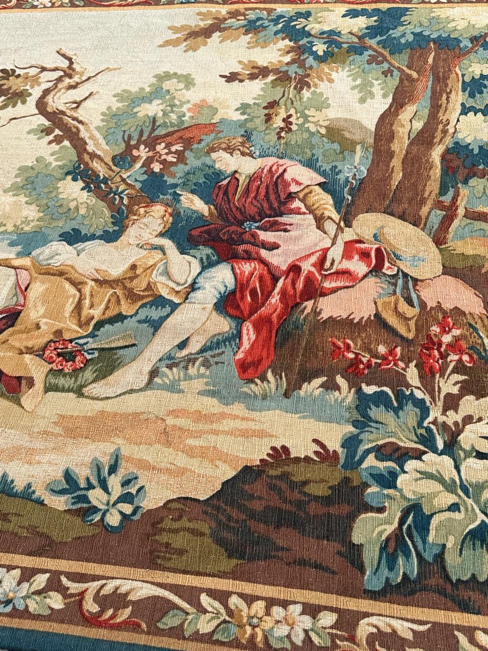 Wunderschöner französischer Siebdruck-Wandteppich im Vintage-Stil von Hand.  