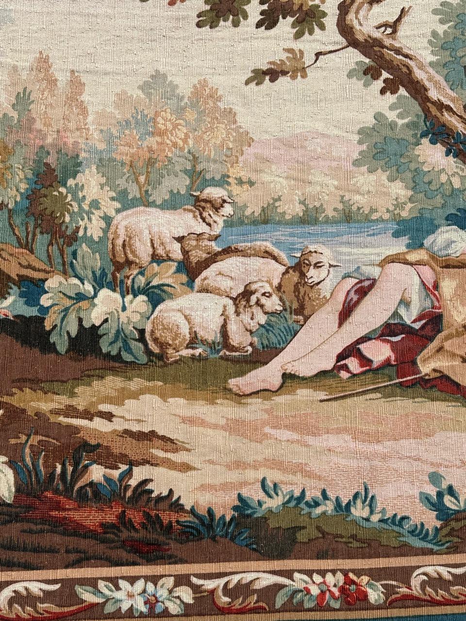 Wunderschöner französischer Siebdruck-Wandteppich im Vintage-Stil von Hand.  