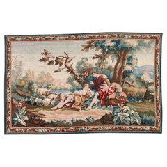 Wunderschöner französischer Siebdruck-Wandteppich im Vintage-Stil von Hand.  " Idylle "