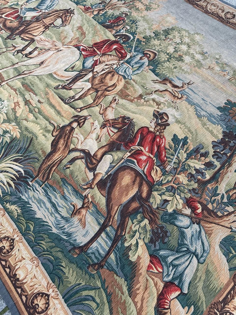 Maravilloso tapiz serigrafiado francés Vintage 