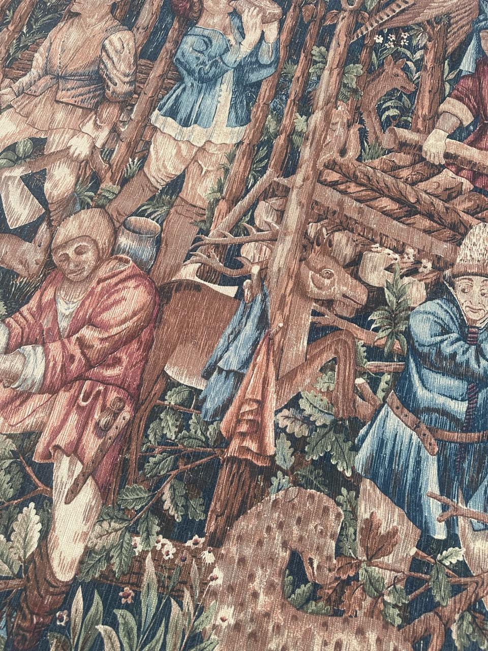 Meraviglioso arazzo francese d'epoca con disegno di museo medievale 