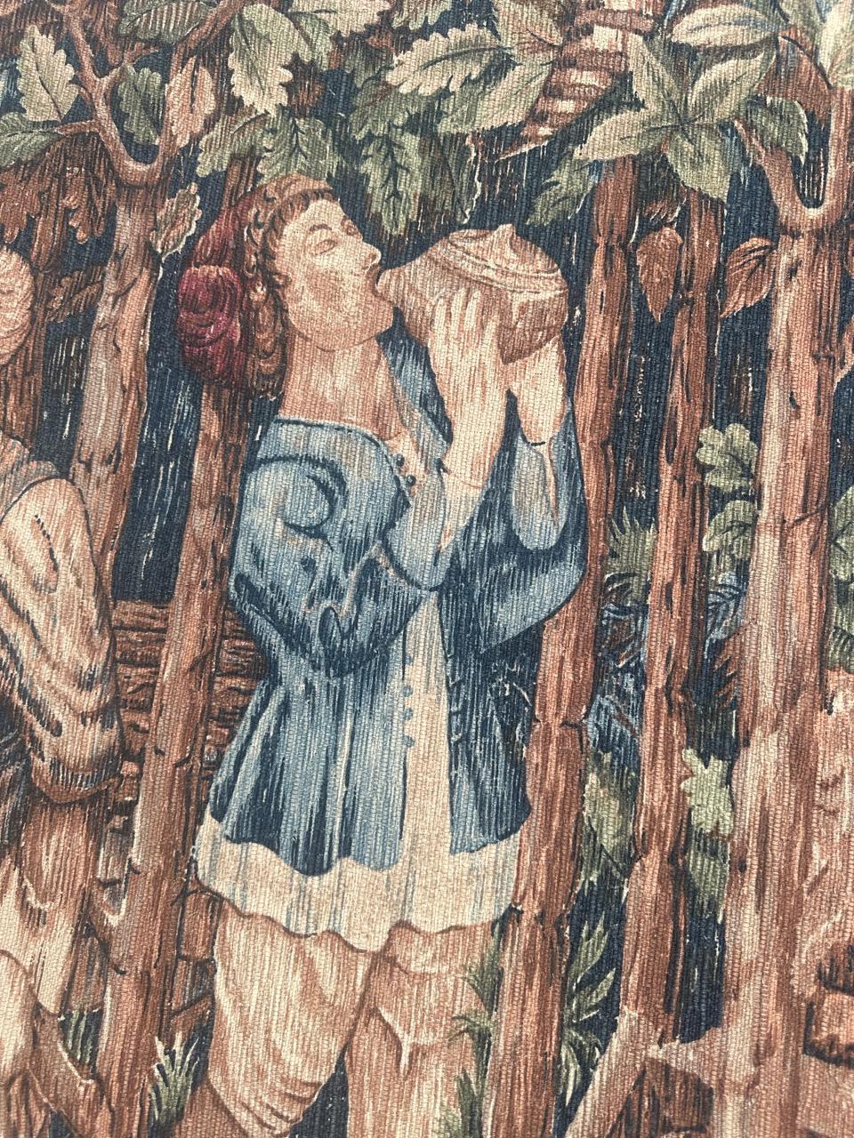 Tessuto Meraviglioso arazzo francese d'epoca con disegno di museo medievale 
