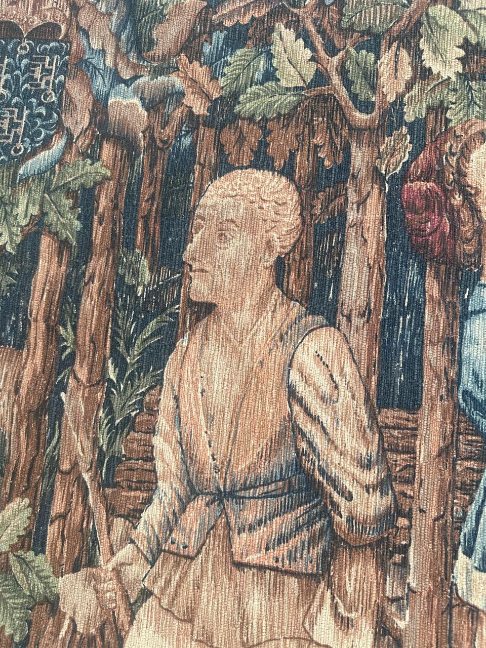 Meraviglioso arazzo francese d'epoca con disegno di museo medievale 
