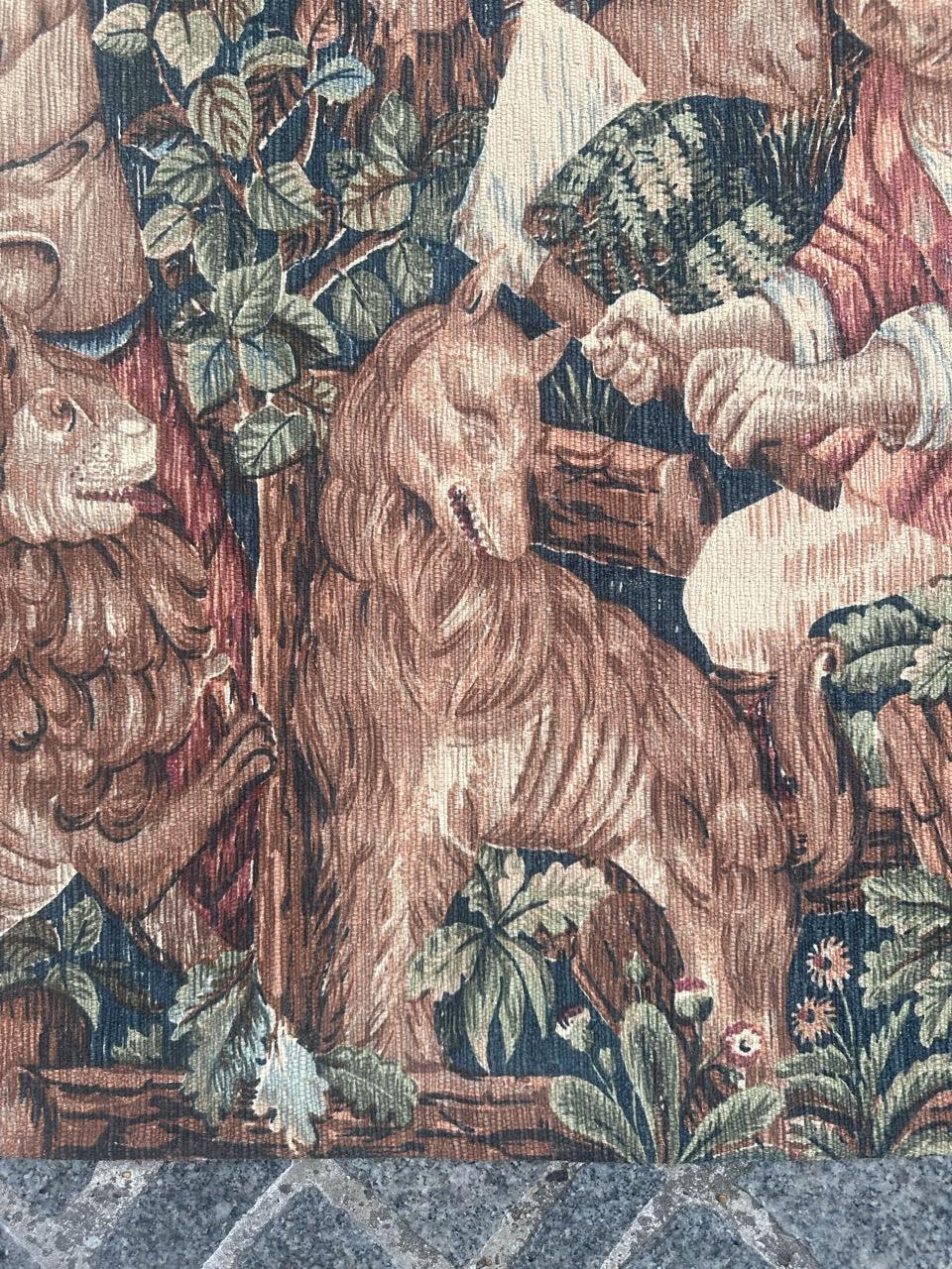 Lana Meraviglioso arazzo francese d'epoca con disegno di museo medievale 