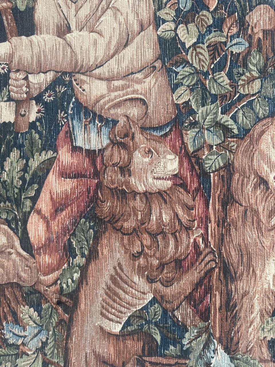 Meraviglioso arazzo francese d'epoca con disegno di museo medievale 