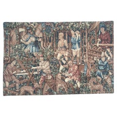 Wonderful Vintage French Tapestry medieval museum Design “Bûcherons”