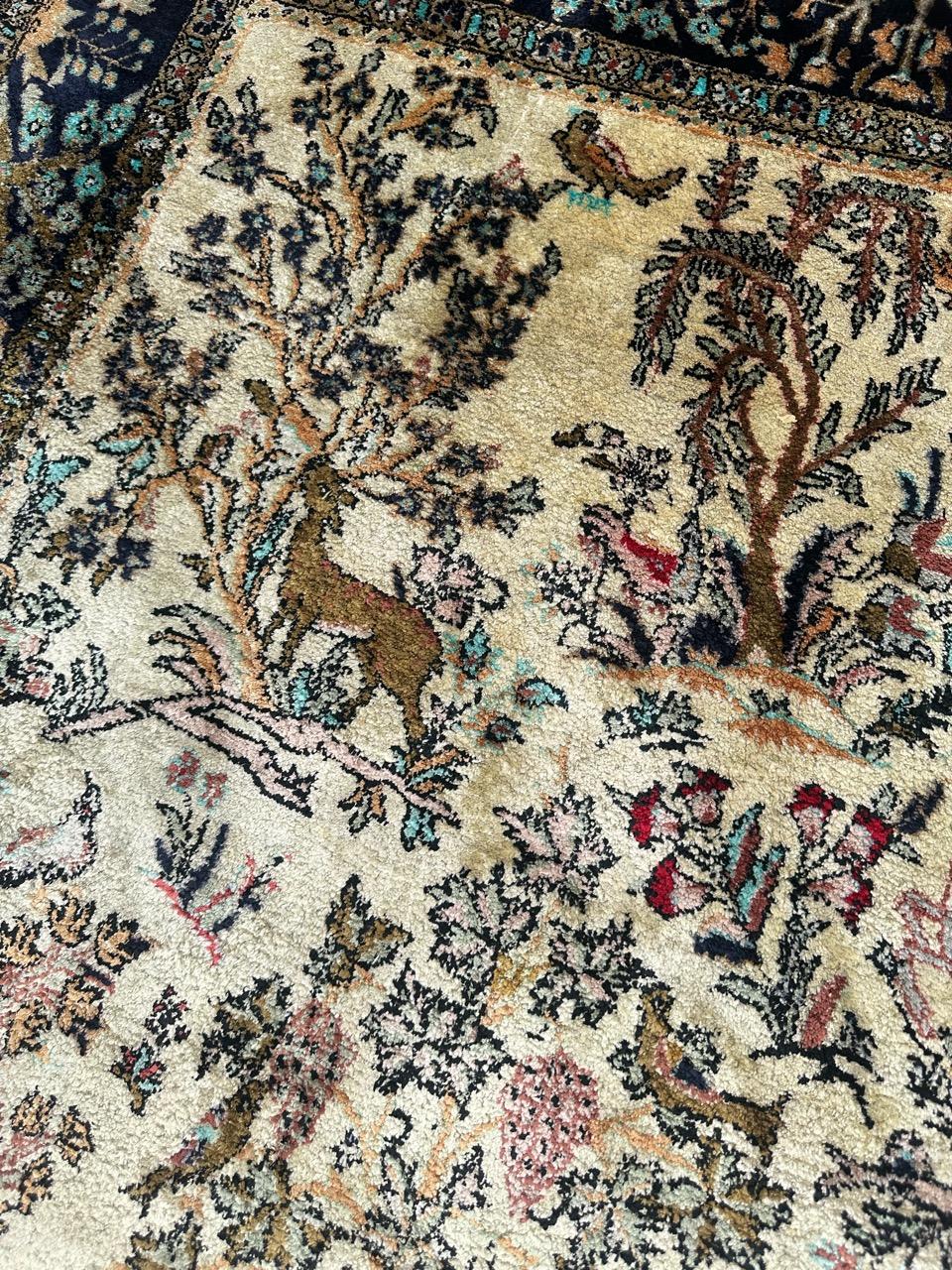 Wonderful Vintage Garden Design Silk Qom Rug For Sale 4