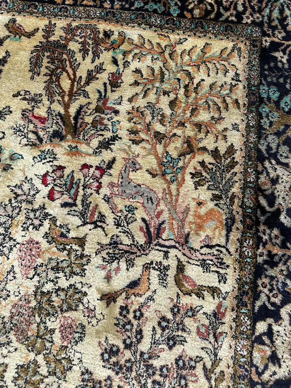 Wonderful Vintage Garden Design Silk Qom Rug For Sale 5