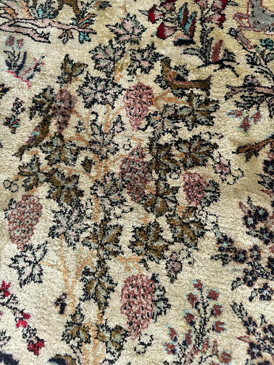 Wonderful Vintage Garden Design Silk Qom Rug For Sale 7