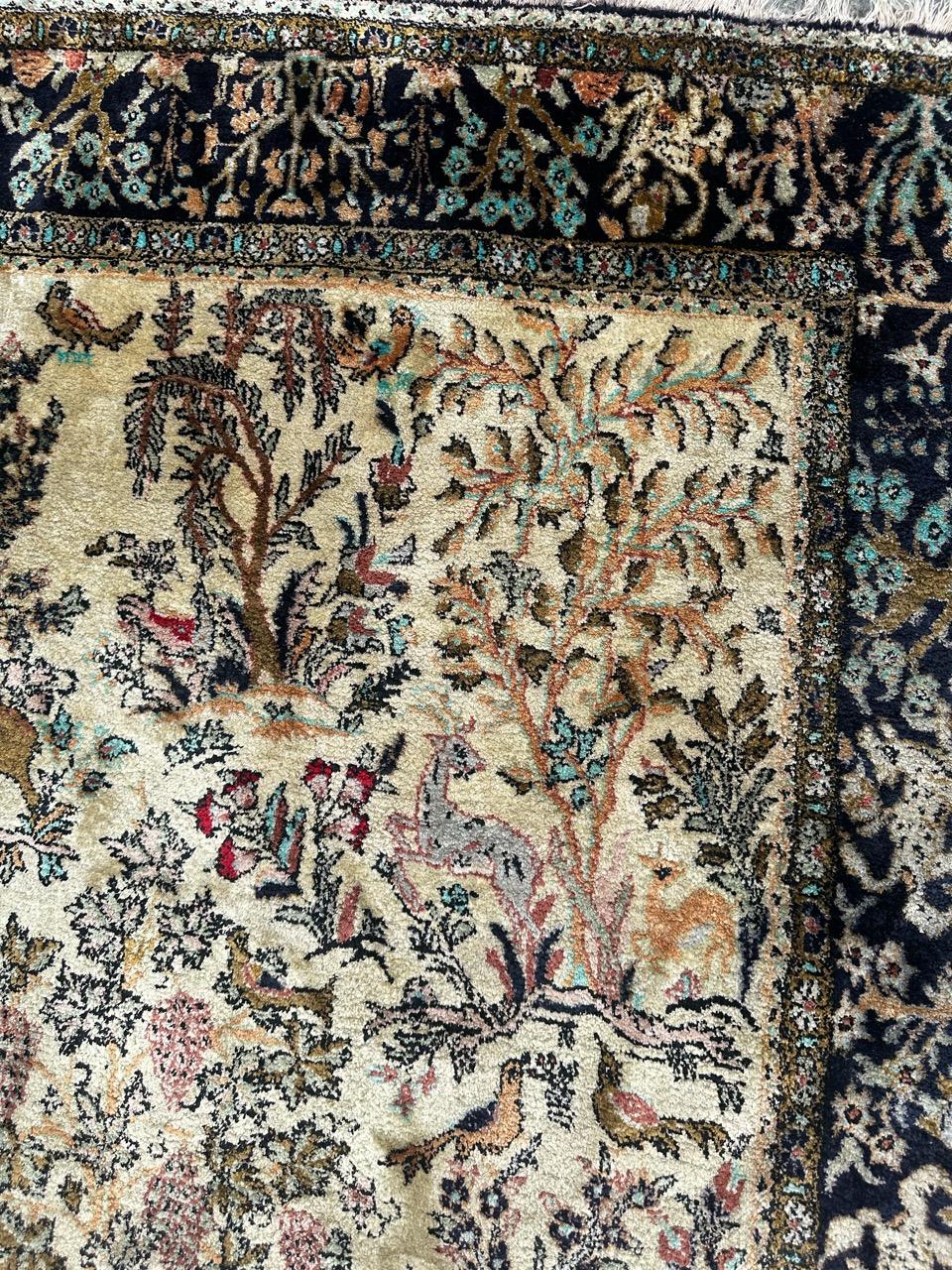 Wonderful Vintage Garden Design Silk Qom Rug For Sale 8
