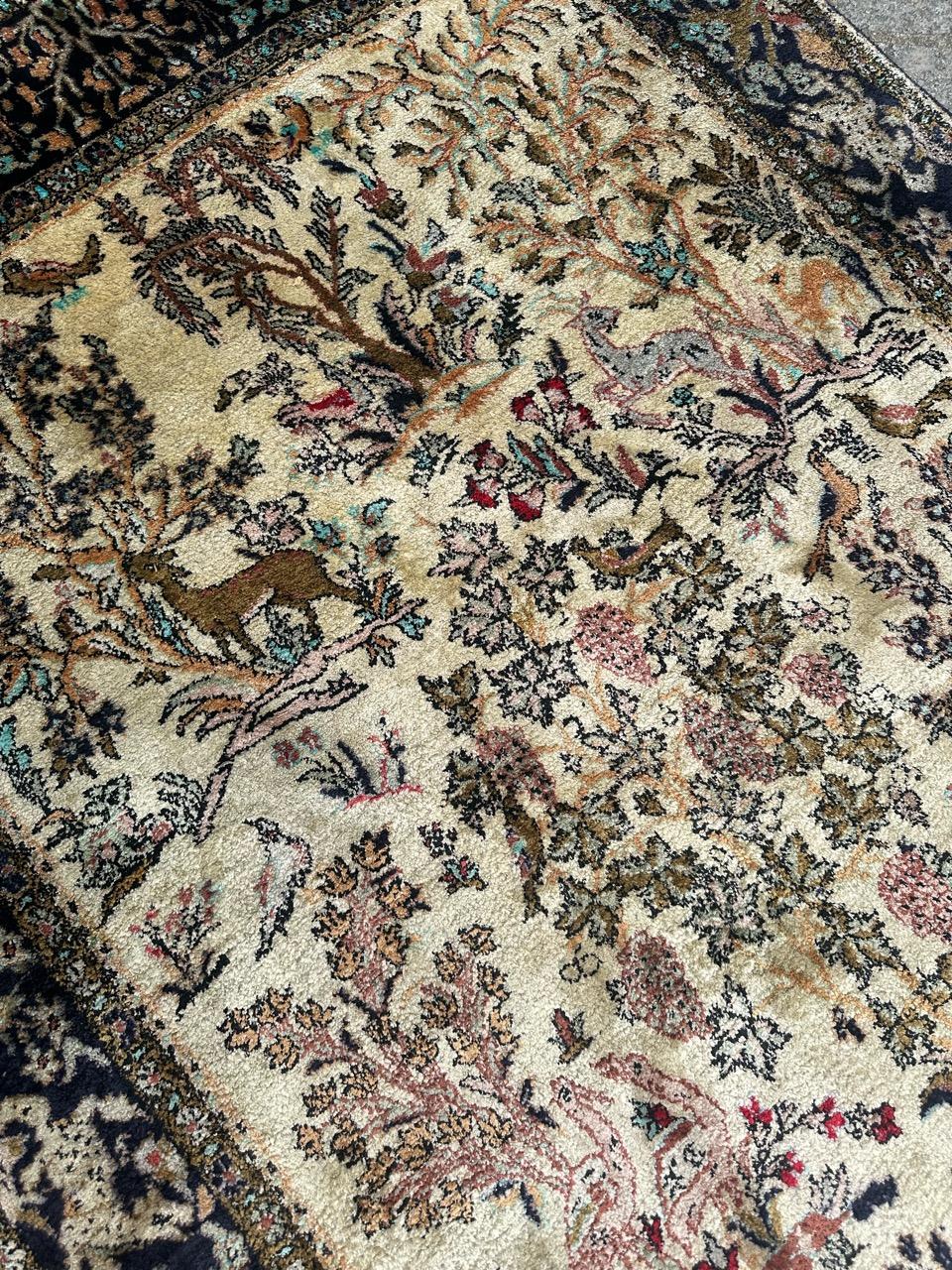 Wonderful Vintage Garden Design Silk Qom Rug For Sale 9